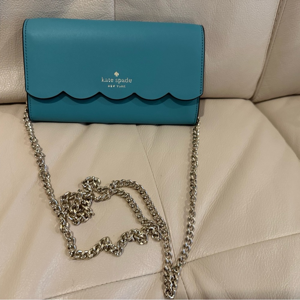 Kate Spade Teal Blue Crossbody Wallet on Chain